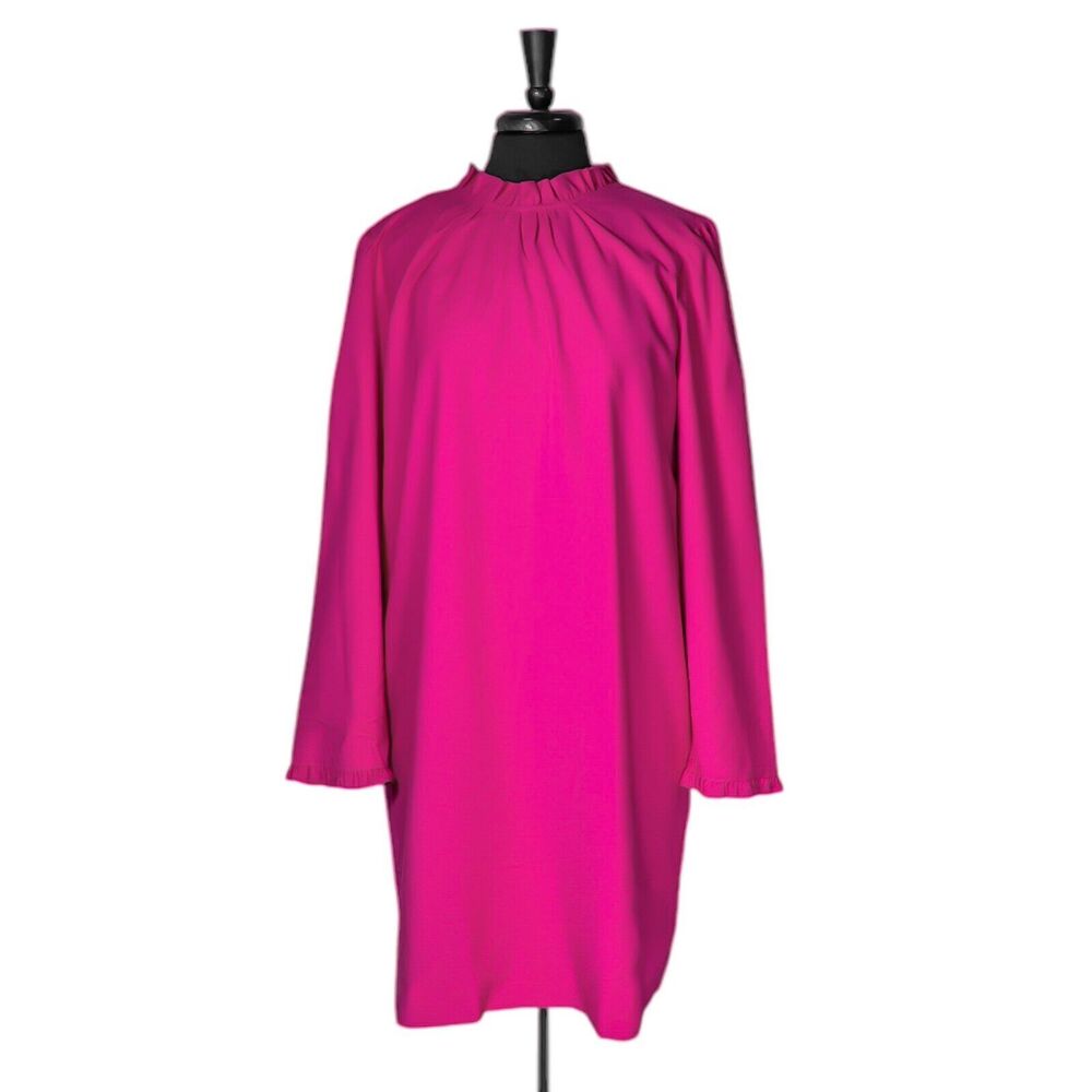 J. Crew Women's Dress Pink Ruffle Long Sleeve Lined Office Spring Shift 14 NWT